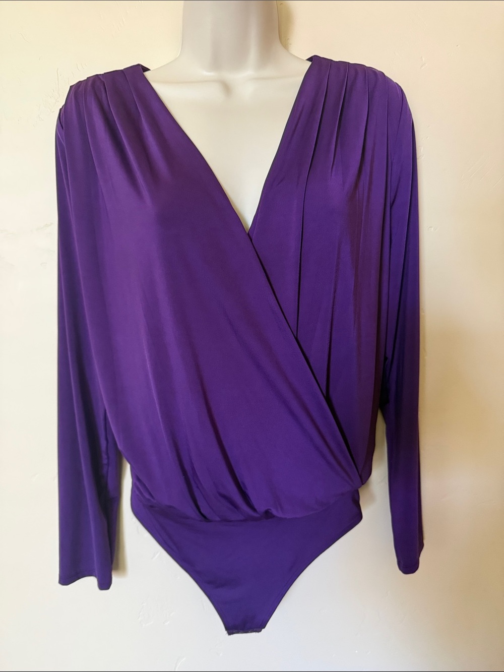Express Purple Surplice Long-Sleeve Bodysuit
